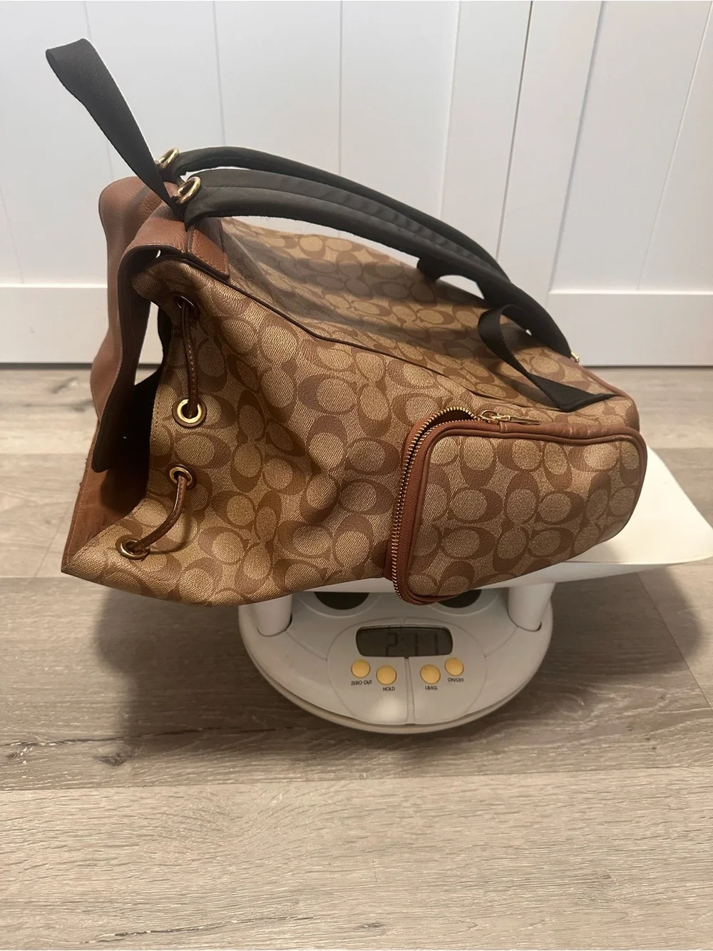 Coach Baby Backpack in Signature Canvas, Style CZ187 in Gold/Brown/Walnut